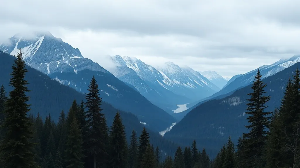 A professional wide shot of British Columbia landscape with