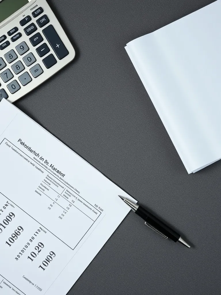A professional office desk with a silver calculator, clean p